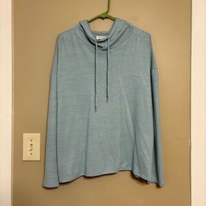 Workshop Republic Clothing Teal Blue Green Lightweight Hooded Sweatshirt Large